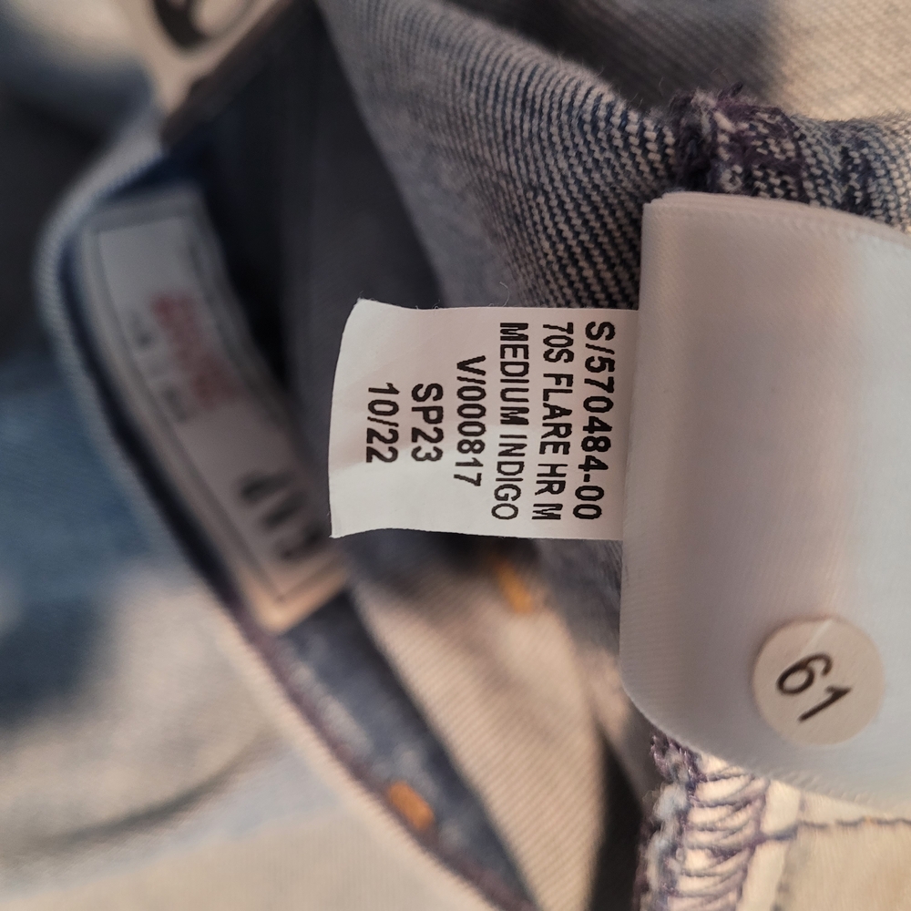 GAP Two-Tone Blue 70's Flare High Rise Jeans - Picture 11 of 15